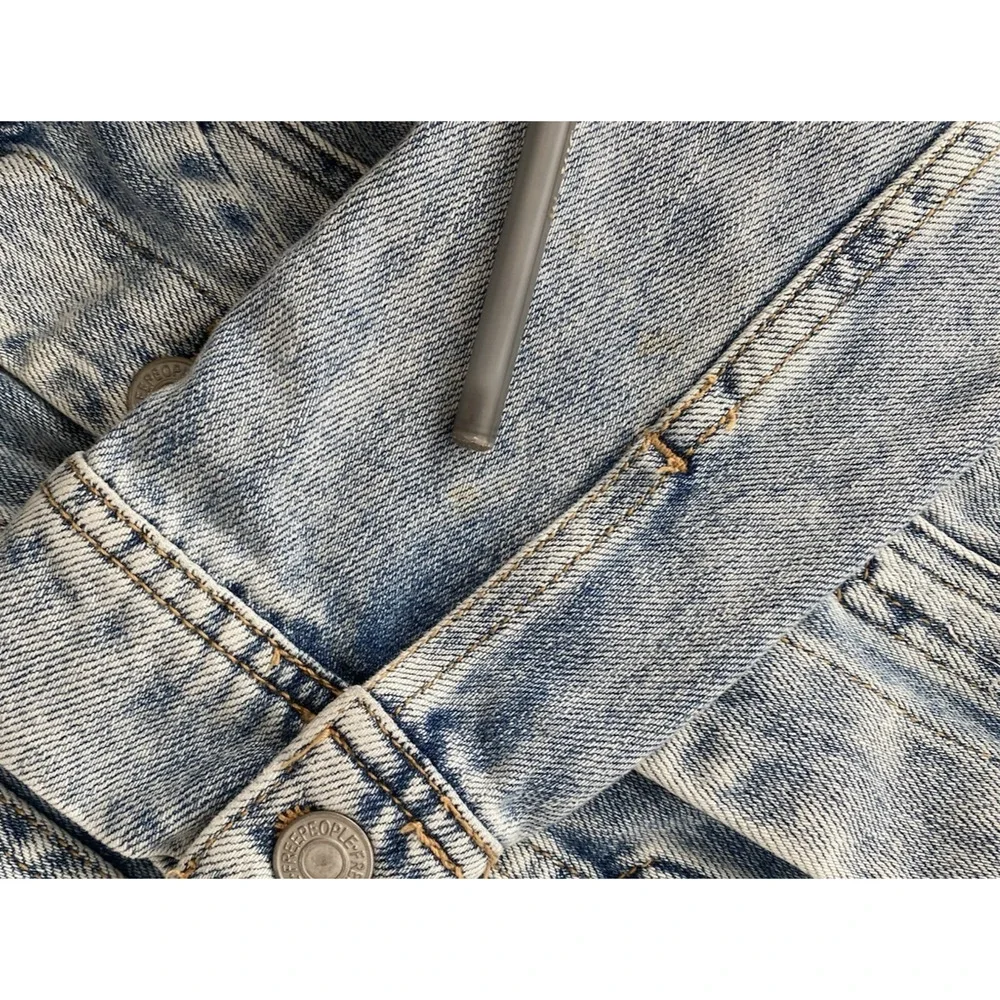 Free People Rumors Denim‎ Jacket Womens XS Light Indigo Boho Preppy Streetwear